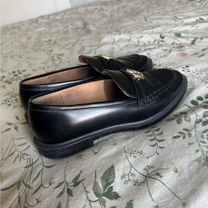Black Loafers with Gold Accent